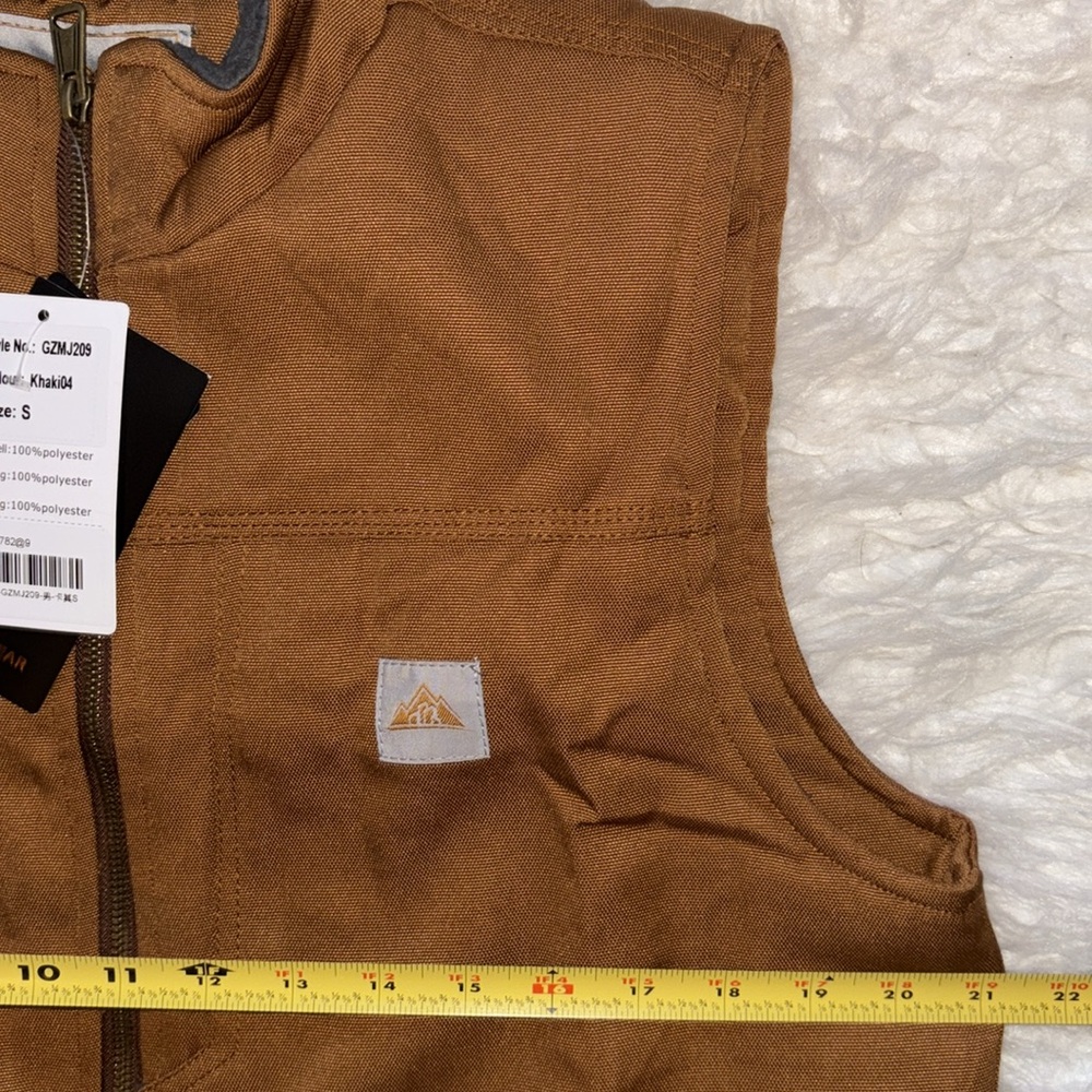 Men's Loose Fit Workwear Vest Fleece-Lined Durability Waterproof Mock-Neck Vest - Picture 8 of 16